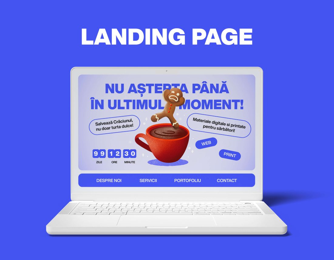 Imagine cu personalizare de landing pages corporate pentru sărbători și Crăciun.