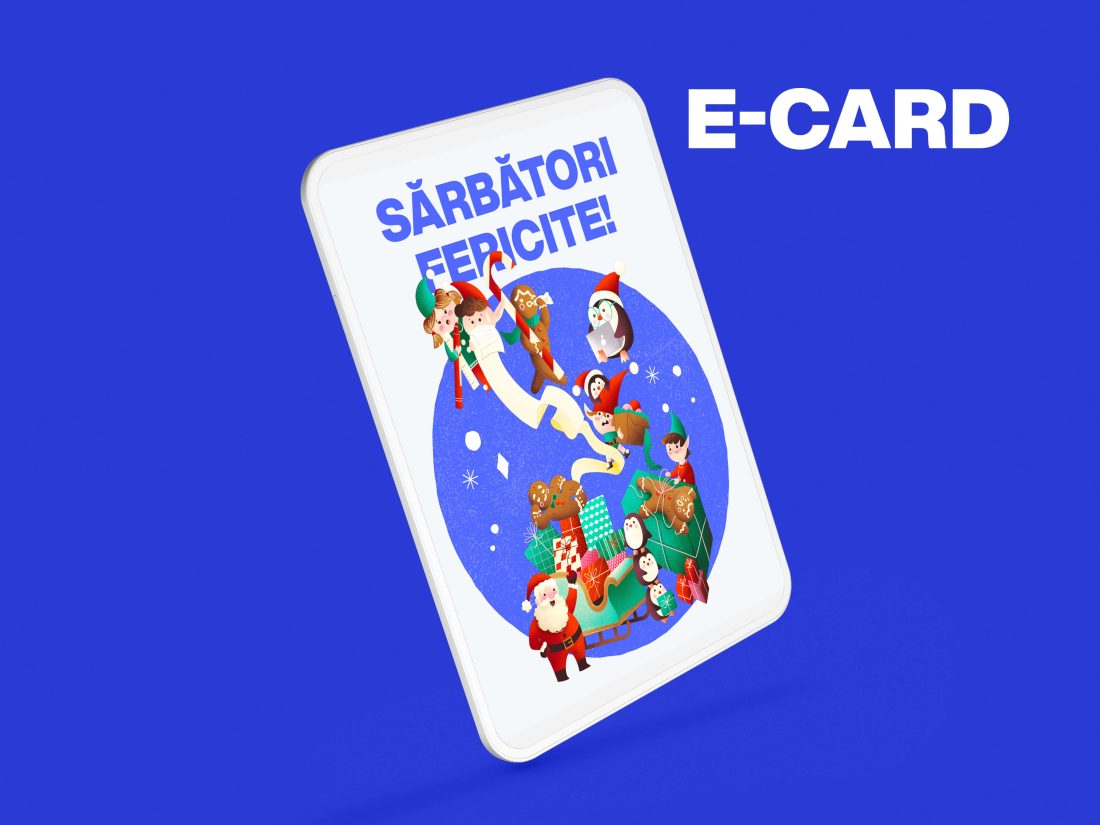 Imagine cu personalizare de felicitări digitale corporate pentru sărbători și Crăciun.